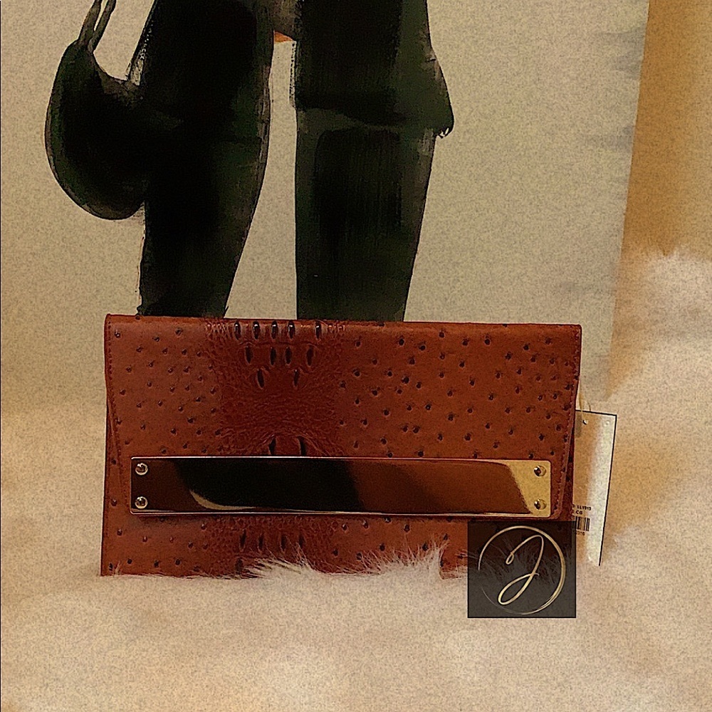 Ostrich vegan leather clutch bag